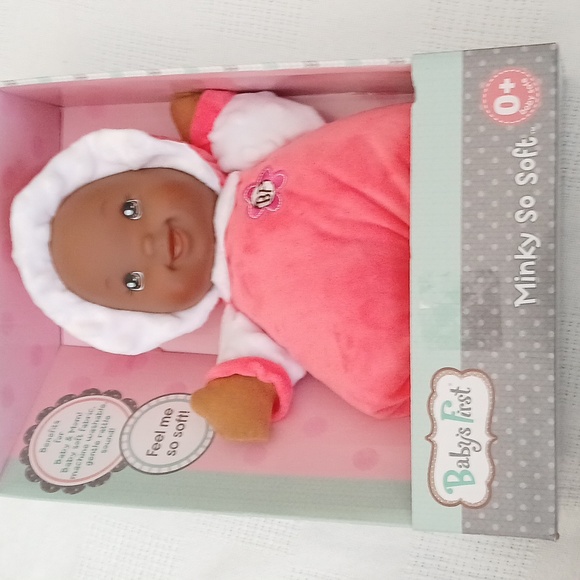 2019 Baby's First Minky So Soft Rattle Doll, Dark Warm Pink - Picture 1 of 2